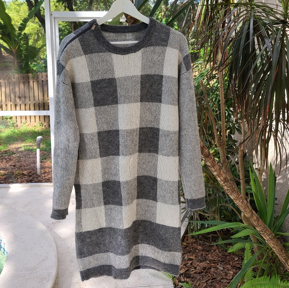 Banana Republic Wool Blend Checkered Sweater Dress